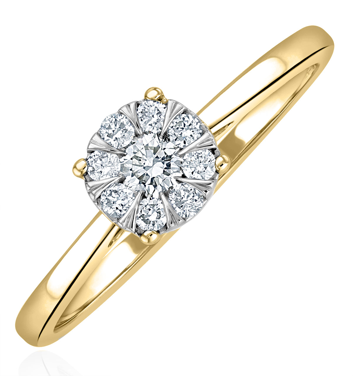 0.25ct Lab Diamond Cluster Solitaire Ring H/Si in 18K Gold Vermeil
